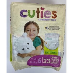 Cuties Complete Care Diapers Size 6, 35+ lbs, 23 Count, Hypoallergenic